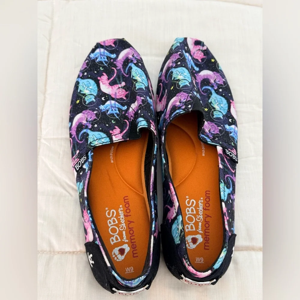 Bobs for Cats Skechers cat in space slip on canvas loafers memory foam 9 EUC - Picture 9 of 9